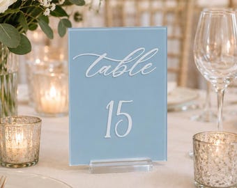 Elegant Wedding Table Number Custom Acrylic Painted Signage Bridal Shower Modern Rectangle Table Sign Reception 30th Birthday Party Decor