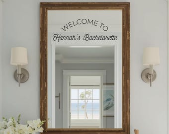 Customized Bachelorette Mirror Decal Personalized Party Sticker for Celebration Removable Vinyl Sign Selfie Decor Bridal Shower Window Decal