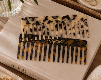 Personalized Hair Comb for Bridesmaid Proposal Box Travel Brush Wet Dry Hair Comb Tortoise Shell Ivory Maid of Honor Gift for Wedding Guest