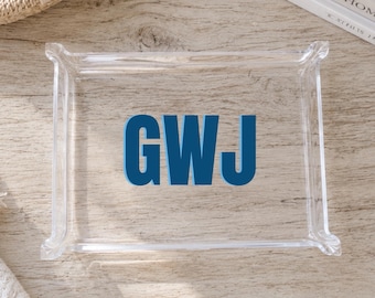 Shadow Monogram Acrylic Tray Bridesmaid Gift Wedding Favor Bachelorette Personalized Trinket Tray Custom Bridal Shower Gift Engagement Party