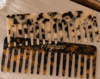 Personalized Hair Comb for Bridesmaid Proposal Box Travel Brush Wet Dry Hair Comb Tortoise Shell Ivory Maid of Honor Gift for Wedding Guest