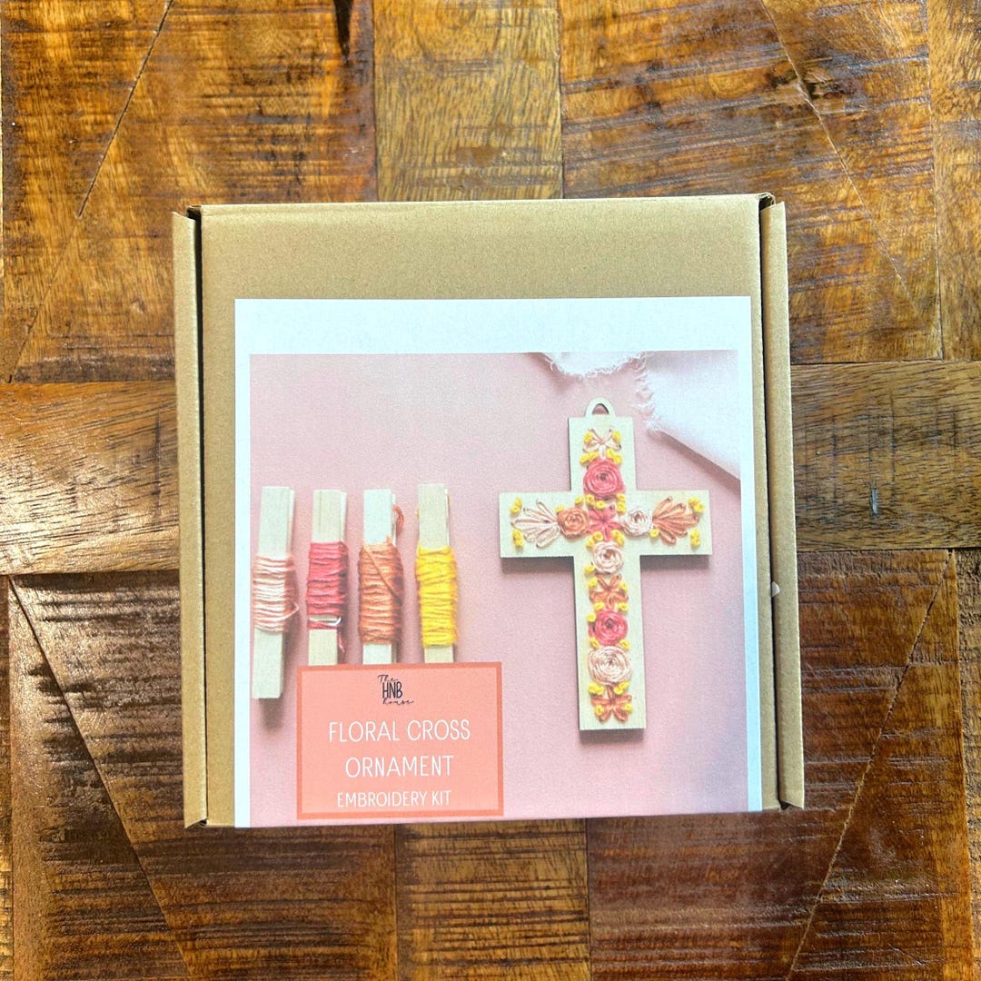 Floral Cross Ornament Embroidery Kit - Etsy