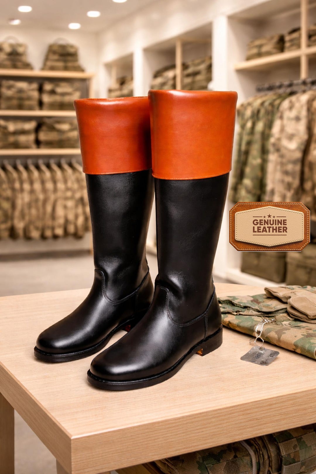 Revolutionary War–style Colonial Tall Boots, Handmade Colonial Leather ...
