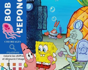 Bob Sponge - Kleurboek op nummer - Digitale download in PDF.