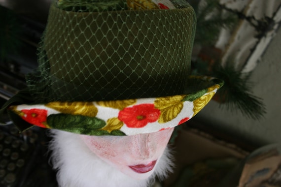 Vintage Dorene Velvet Floral Hat Stylish 1950's C… - image 8