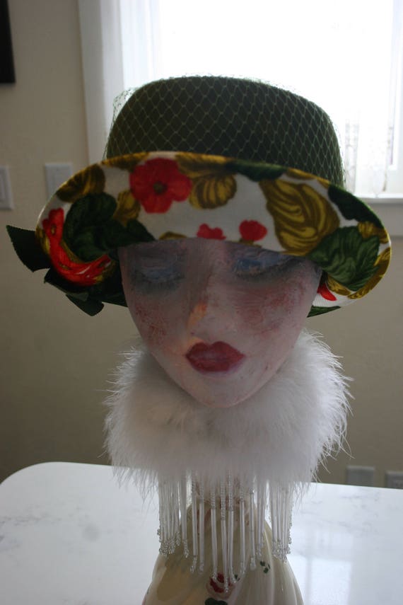 Vintage Dorene Velvet Floral Hat Stylish 1950's C… - image 2