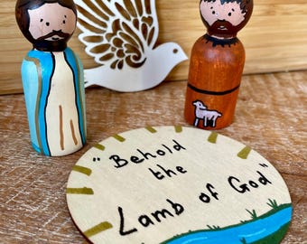 Baptism of Jesus Wooden Playset, Christian Toy | Catholic Classroom Resource, Montessori Faith Inspired