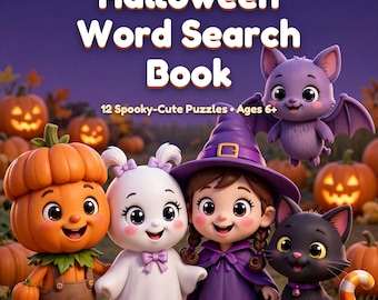 Libro de sopas de letras de Halloween para niños / Rompecabezas de palabras espeluznantes para imprimir, descarga instantánea en PDF