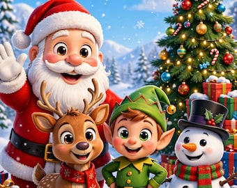 Libro para colorear de Navidad imprimible / 17 páginas para colorear navideñas para niños / Papá Noel, renos, muñeco de nieve