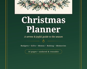 Planificador navideño imprimible / Rastreador de regalos navideños, planificador de presupuesto, plan de comidas y lista de tarjetas / Mercer Family Prints