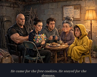 Relato corto de comedia sobrenatural, libro electrónico "The Support Group", ficción paranormal divertida en formato PDF y EPUB.