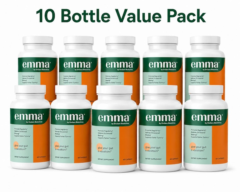 Emma Gut Health Probiotic Capsules 10 Bottle Value Pack 600 Count afbeelding 1