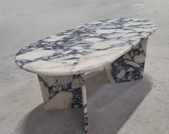 Mesa de centro de mármol Calacatta Viola. Muebles de piedra natural a medida.