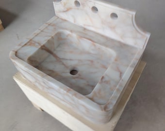 Calacatta Gold Marble Sink, Bespoke Natural Stone Basin, Luxury Bathroom Vanity Sink