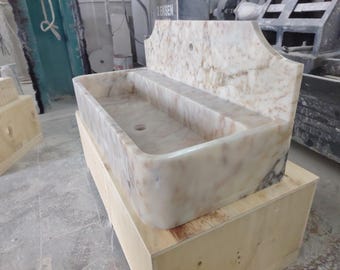 Calacatta Gold Marble Bathroom Sink Smooth Finish Luxury Vessel Basin