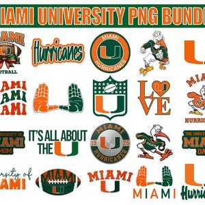 Paquete de PNG de la Universidad de Miami, PNG de los Hurricanes, Fútbol americano, Cricut, Atletismo, Universidad, archivo digital, paquete de PNG, pegatinas, calcomanía, imprimible