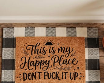 This Is My Happy Place Floor Mat, Funny Quote Entrance Rug, Unique Front Porch Mat, Music Inspired Home Decor, Cool Housewarming Gift Mat
