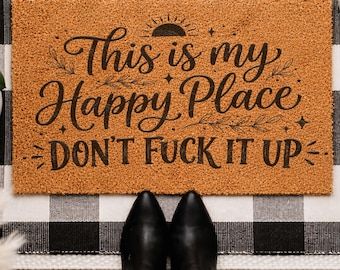 This Is My Happy Place Floor Mat, Funny Quote Entrance Rug, Unique Front Porch Mat, Music Inspired Home Decor, Cool Housewarming Gift Mat