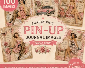 Shabby Chic Pin-Up +100 Junk Journal Pages - Instant Download