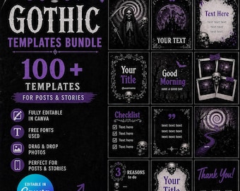 Dark Gothic Templates – 100+ Canva Templates - Editable and Instant Download