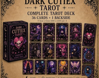 Dark Cutiex Tarot Deck – Complete 36 Card Tarot Kawaii Printable Collection - Digital Download
