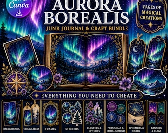 Ultimate Aurora Borealis Junk Journal Bundle | Northern Lights Ephemera Kit | Magical Winter Journal Pages