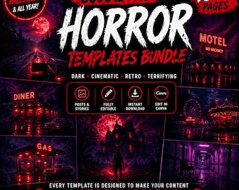80s Retro Horror Templates Bundle – 150+ Canva Templates