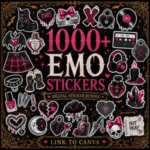 1000+ EMO Stickers Bundle - Alternative Gothic Digital Stickers