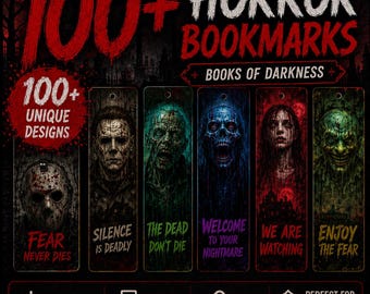 100 Horror Bookmarks Bundle – Editable Canva Templates