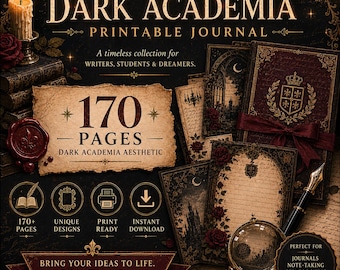 Dark Academia Journal Pages Bundle | 170+ Printable Gothic Pages | Canva Editable | Instant Download