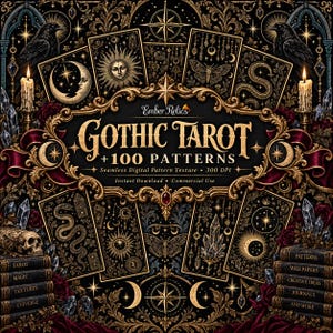Über 100 nahtlose Gothic-Tarot-Muster | Himmlische, hexenhafte digitale Papiere (Digitaler Download)