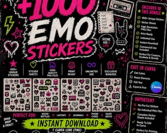 Emo +1000 Stickers Bundle – Digital Download