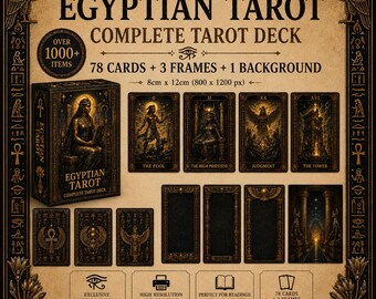 Komplett egyptisk tarotlek 78 utskrivbara kort | | Forntida egyptiskt orakel
