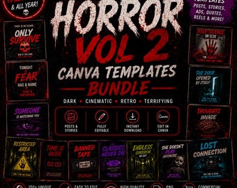 Horror cinema +150  Canva Templates Bundle