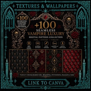 100+ sömlösa vampyr lyxiga digitala mönsterpaket - direkt nedladdning