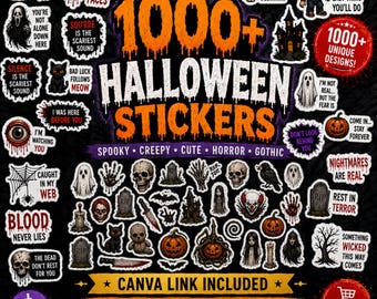 1000+ Halloween Stickers | Spooky Horror Gothic | Digital Download