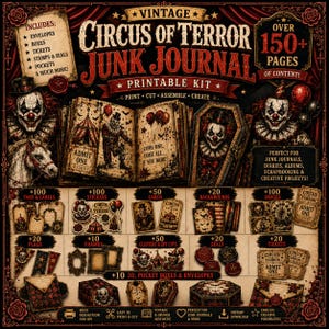 150+ Vintage Circus of Terror Junk Journal