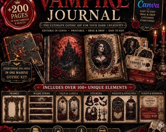 Ultimate Vampire Junk Journal Bundle – Editable Canva Kit