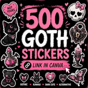 500 Goth Pink Dark Cute Stickers