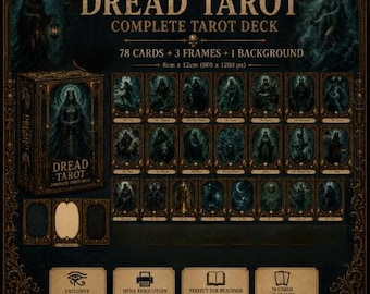 Dread Tarot Deck  | Occult Dark Fantasy Printable Tarot Deck  | Digital Download