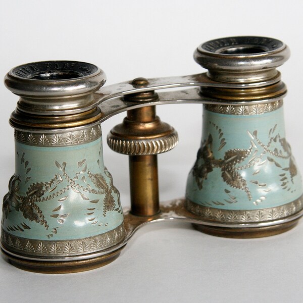 Antique Lamier Fabt Opera Glasses with Metal Engraving