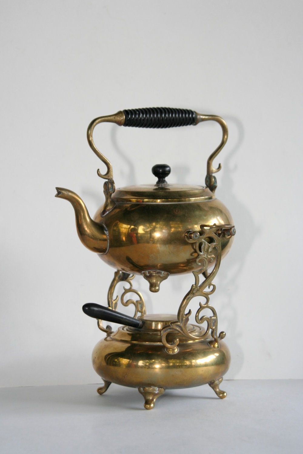Antique Brass Tea Kettle and Warmer on Decorative Stand Etsy