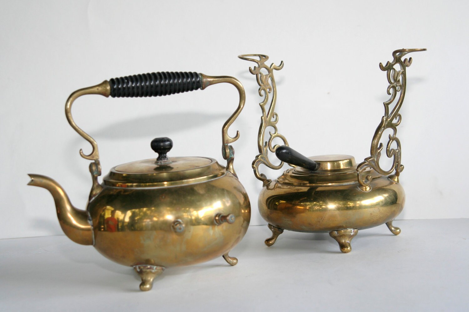 Antique Brass Tea Kettle and Warmer on Decorative Stand Etsy