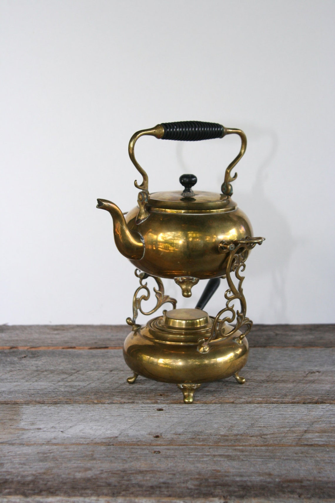 Antique Brass Tea Kettle and Warmer on Decorative Stand Etsy