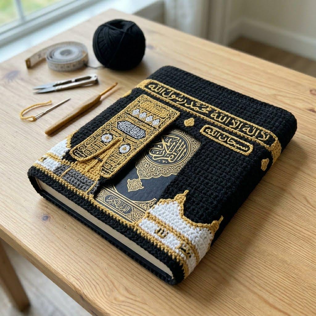 40 Book Sleeve Crochet Patterns for Stylish, Protective Handmade Reading Accessories 37 Crochet Quran Cover