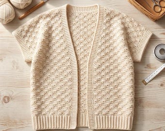 Lightweight Shell Stitch Cardigan, Spring Summer Crochet Wearable Women, Beginner Friendly Crochet Cardigan Pattern PDF