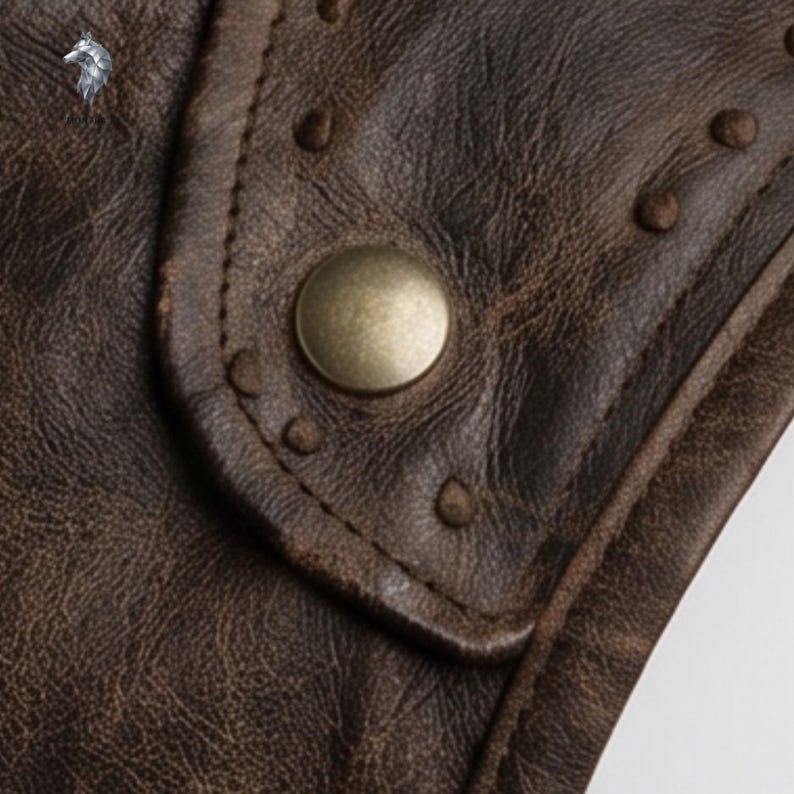 Medieval Leather Vest Men | Handmade Distressed Brown Leather Doublet | Renaissance Costume Vest | Viking LARP Leather Armor image 9