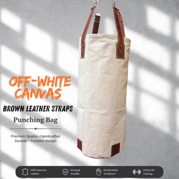 Heavy Duty Canvas Punching Bag – Genuine Leather Straps, Professional Boxing MMA Training