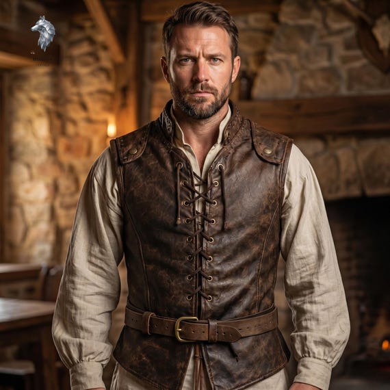 Medieval Leather Vest Men | Handmade Distressed Brown Leather Doublet | Renaissance Costume Vest | Viking LARP Leather Armor