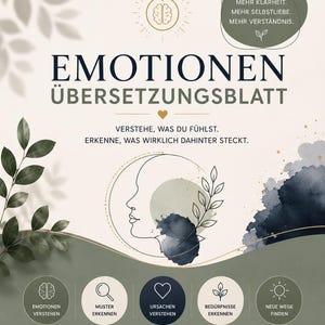 Emotionen verstehen PDF | Emotion Tracker Printable | Gefühle verstehen & Bedürfnisse erkennen | Self Reflection Workbook | Emotional Wellne